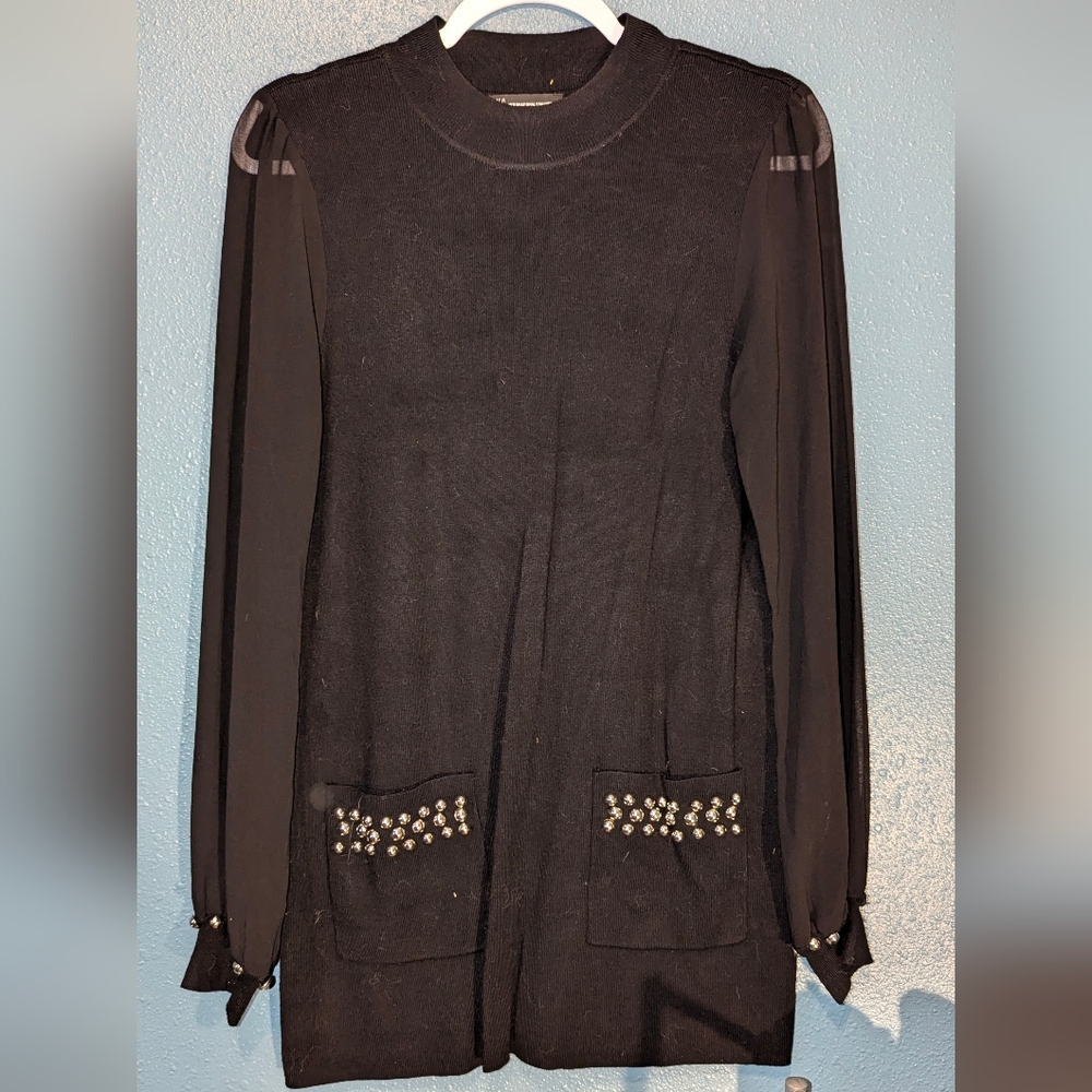 International Concepts, M, black sweater/blouse